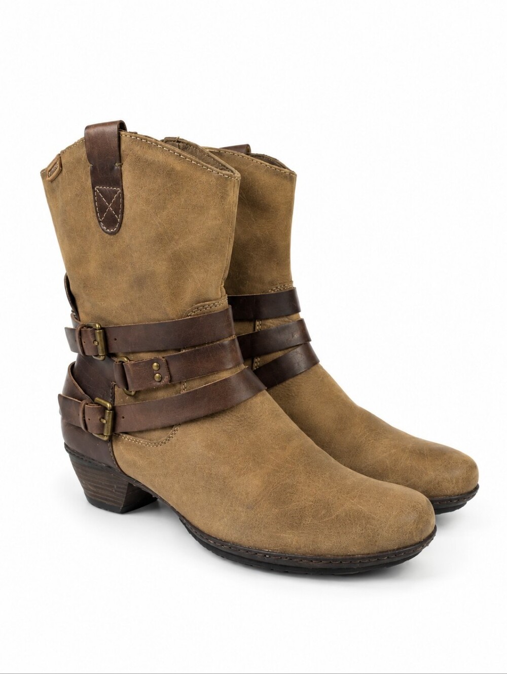 Pikolinos Brujas Distressed Leather Strappy Mid Calf Boots Size EU 39 - US 8.5